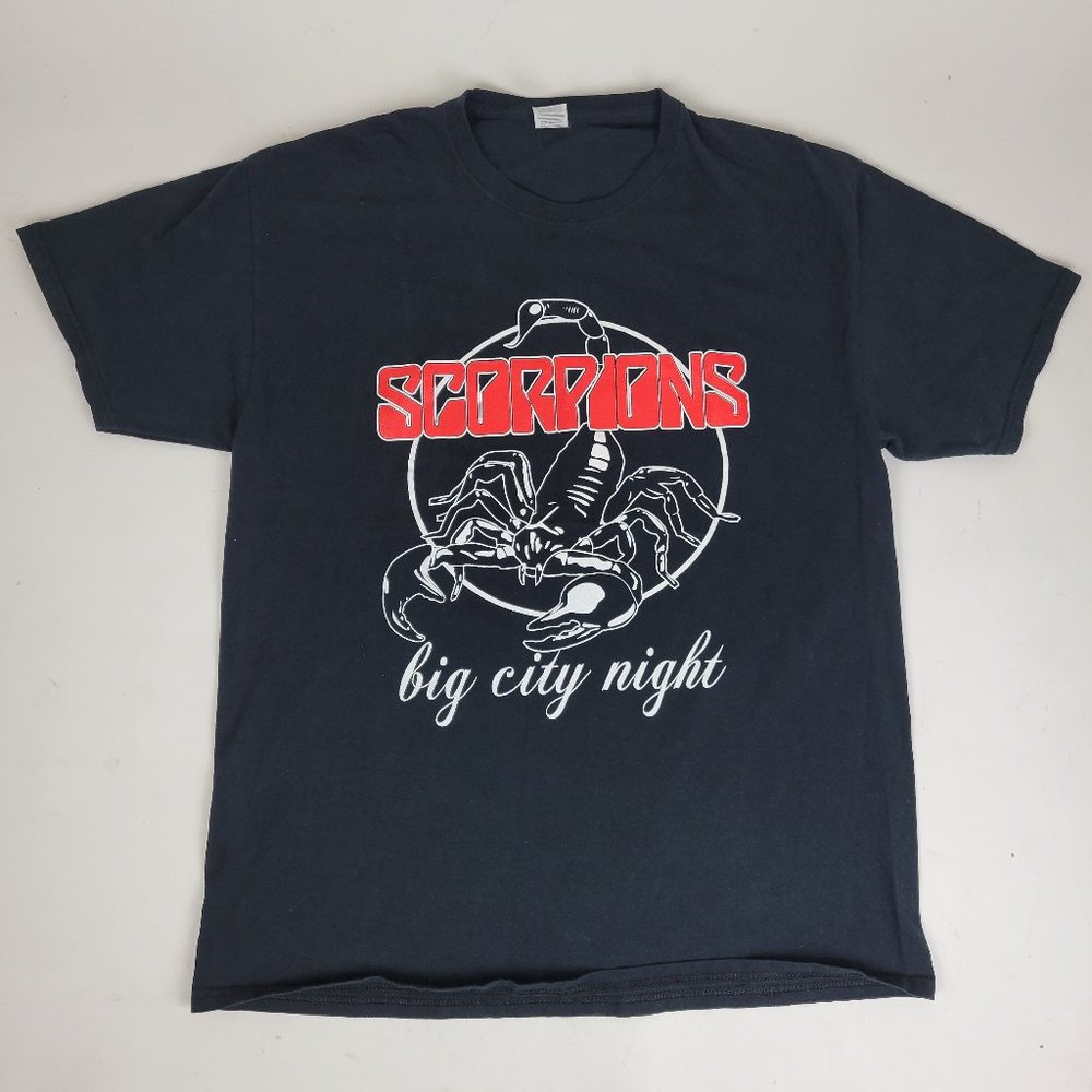 VTG Scorpions Band "Big City Night" T Shirt Tee Large Black Fruit HD Cotton